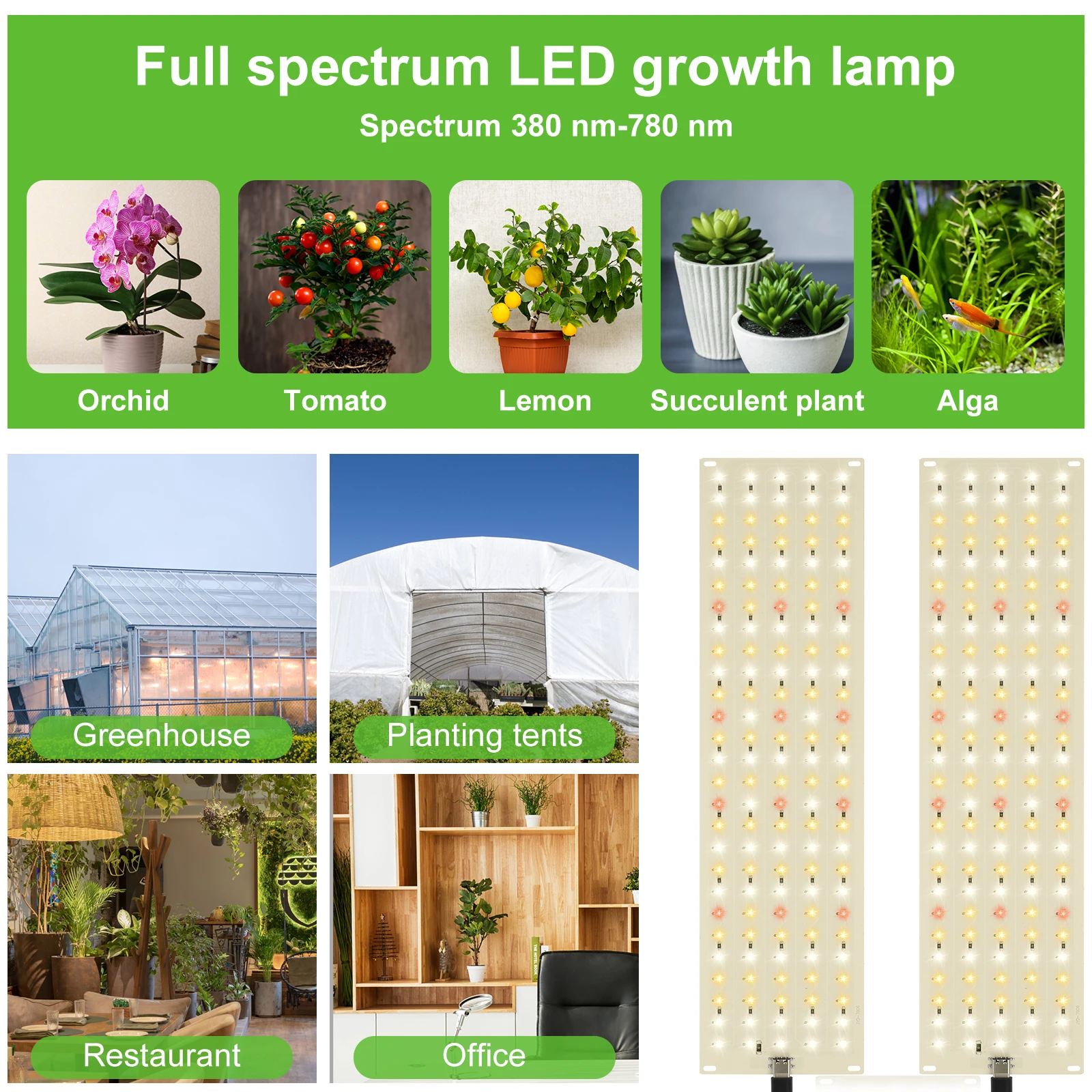 Grow Light Adjustable Brightness Full Spectrum Plant Grow Lamp Easy to Install Ultra-Thin Panel LED Grow Light for Cabinet Plant