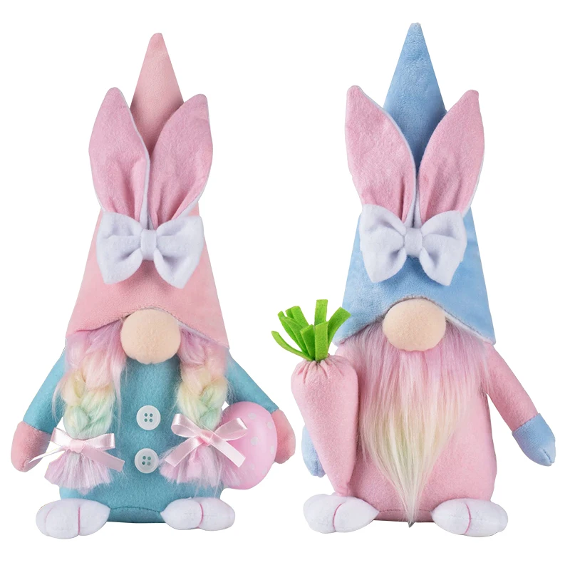 2024 Easter Faceless Gnome Rabbit Doll Spring Easter Party Home Decoration Kids Gift Favors Bunny Egg Carrot Ornament