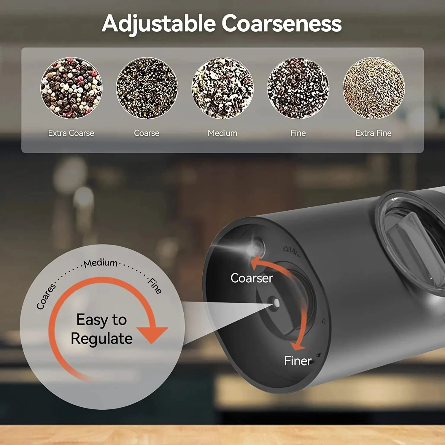 Salt and Pepper Grinder USB Rechargeable Electric Adjustable Roughness Freshly Ground Pepper Powder Grinder kitchen Tool