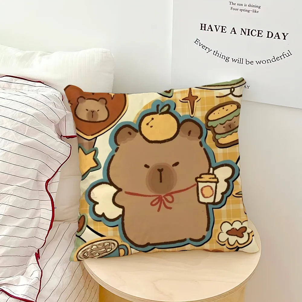 Capybara Cartoon Cute Pillow Case Image 9