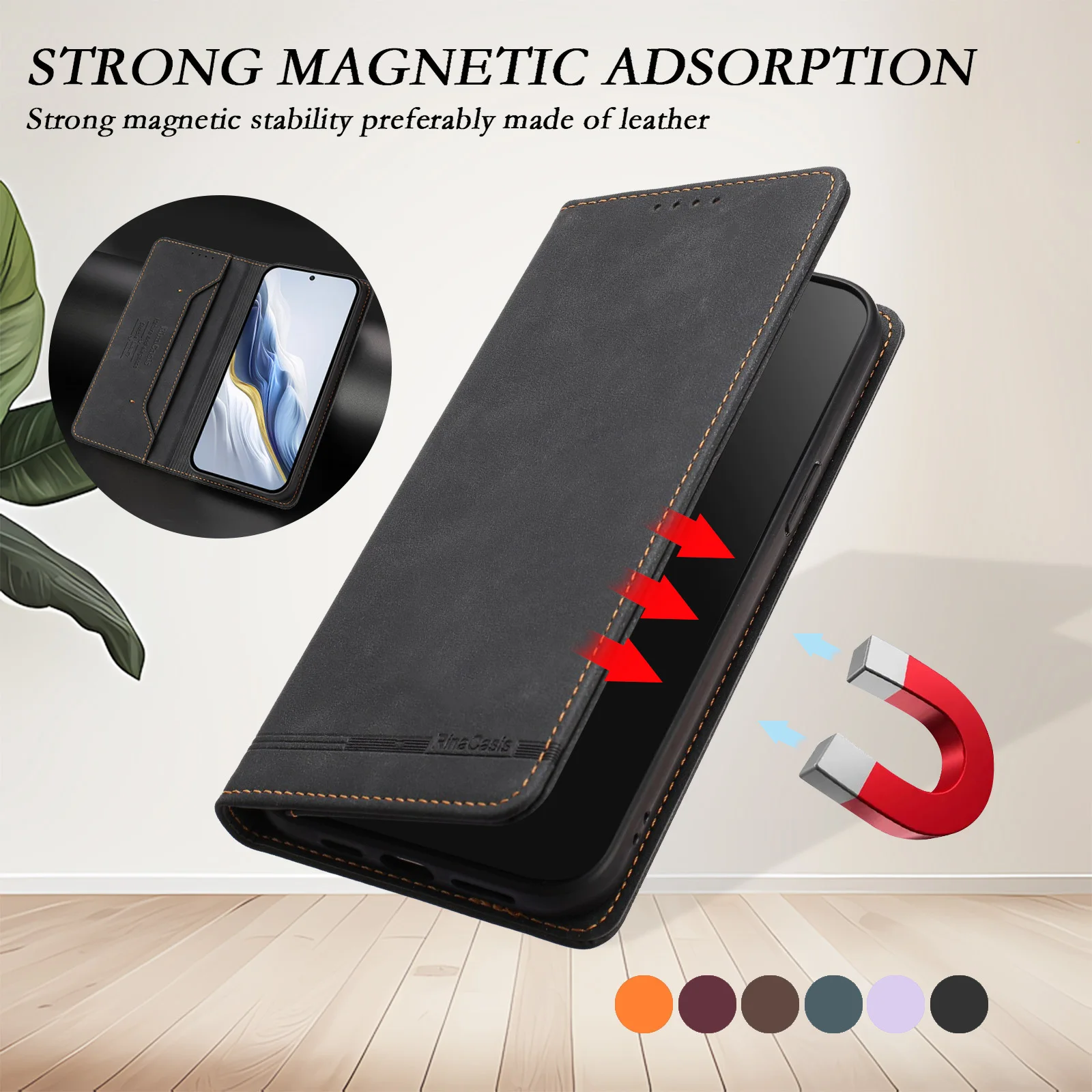 Magnetic Leather Wallet Flip Phone Case Back Cover