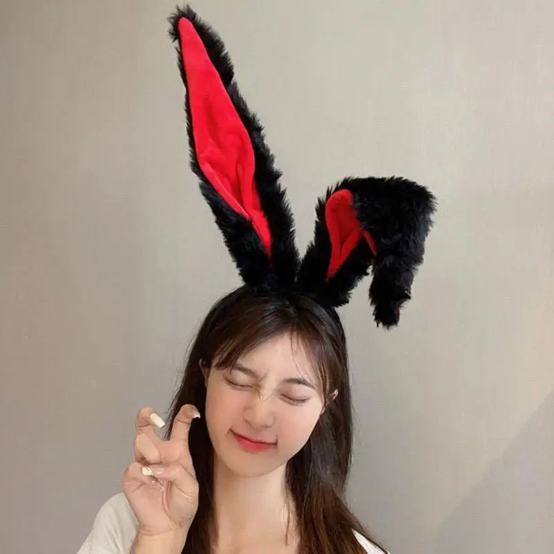 1PC Christmas Rabbit Long Ear Headband Cute Funny Bunny Girl Cosplay Accessory Soft Plush Hair Band Women Party Festive Dress Up