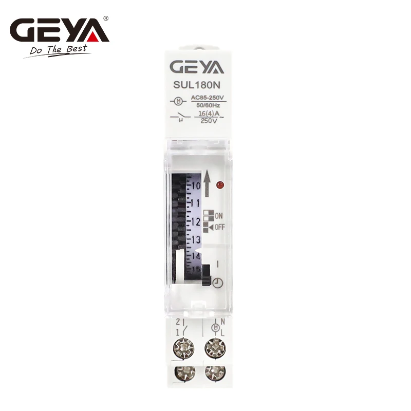 GEYA  SUL180N  Din Rail Mechanical Timer Switch 96 times on/off per Day Time Set Range 15 Mins Timer 220V with LED Indicator 3