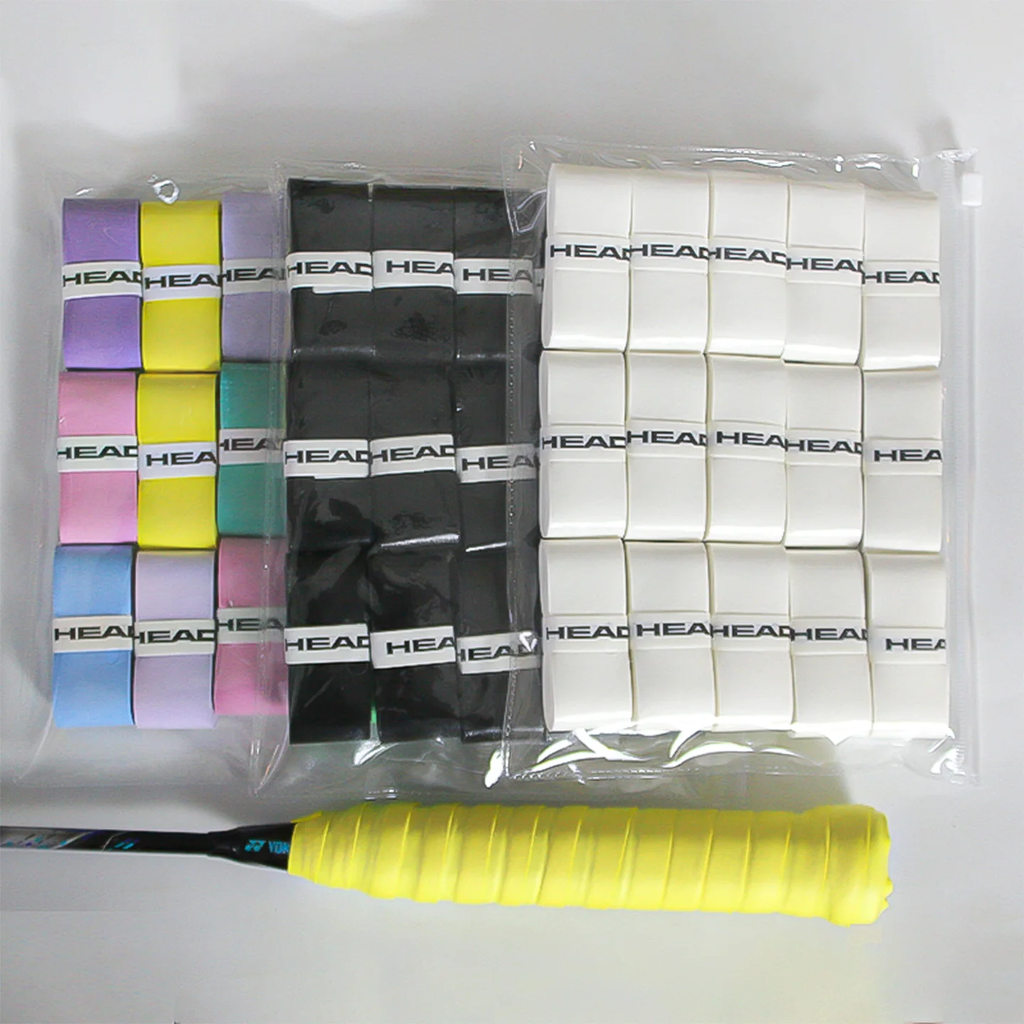 HEAD Badminton Tennis Racket Sticky Handle Rubber Non-Slip Shock Absorbent Hand Glue Sweat Absorbent Tape Wrap Strap 15pcs