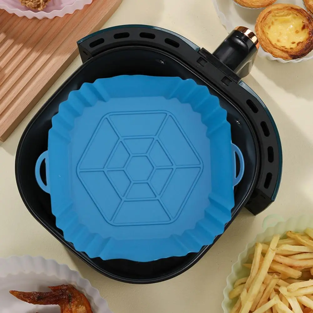 19.5cm Air Fryer Silicone Liner Food-Grade BPA Free High Temp Resistant Easy To Clean Square Baking Tray Air Fryer Accessories