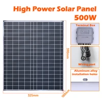 Kit de panneaux solaires 500W avec contrôleur 12V, alimentation en silicium polycristallin, système de cellules solaires rechargeables portables pour l'extérieur 2