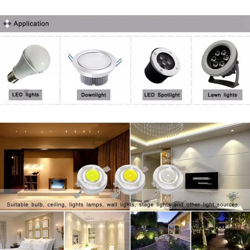 50 Piezas De Chip LED De Alta Potencia 3W Blanco Cálido (3000K-3500K