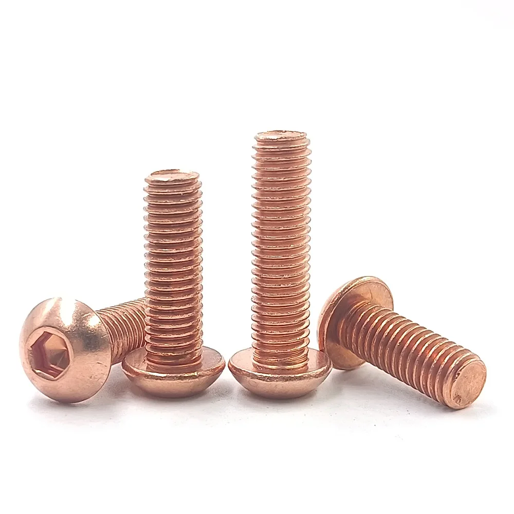 M2M2.5M3M4M5M6M8 ISO7380 T2 solid Copper half-round head hexagon screw button head screw mushroom screws 2-10pcs