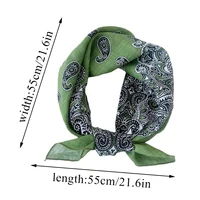 55*55cm Cotton Linen HairScarf Bandana Floral Print Neckerchief Square Handkerchief Turban Neck Scarf Hair Accessories For Women 6