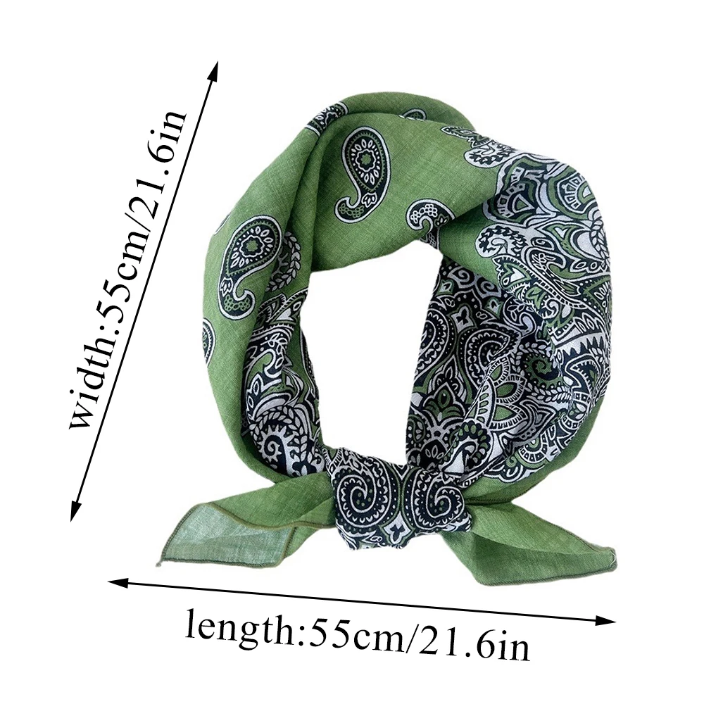55*55cm Cotton Linen HairScarf Bandana Floral Print Neckerchief Square Handkerchief Turban Neck Scarf Hair Accessories For Women 6