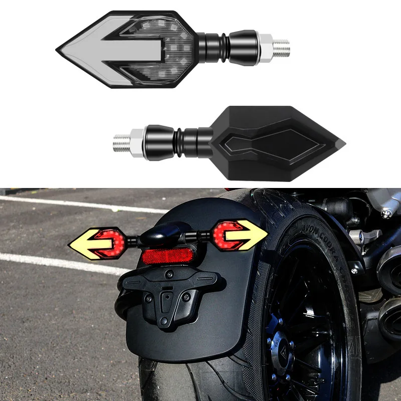 

2023 2PCS LED Motorcycle Turn Signals Light Tail Flasher Flowing Water Blinker IP68 Motorcycle Arrow Flashing Lights