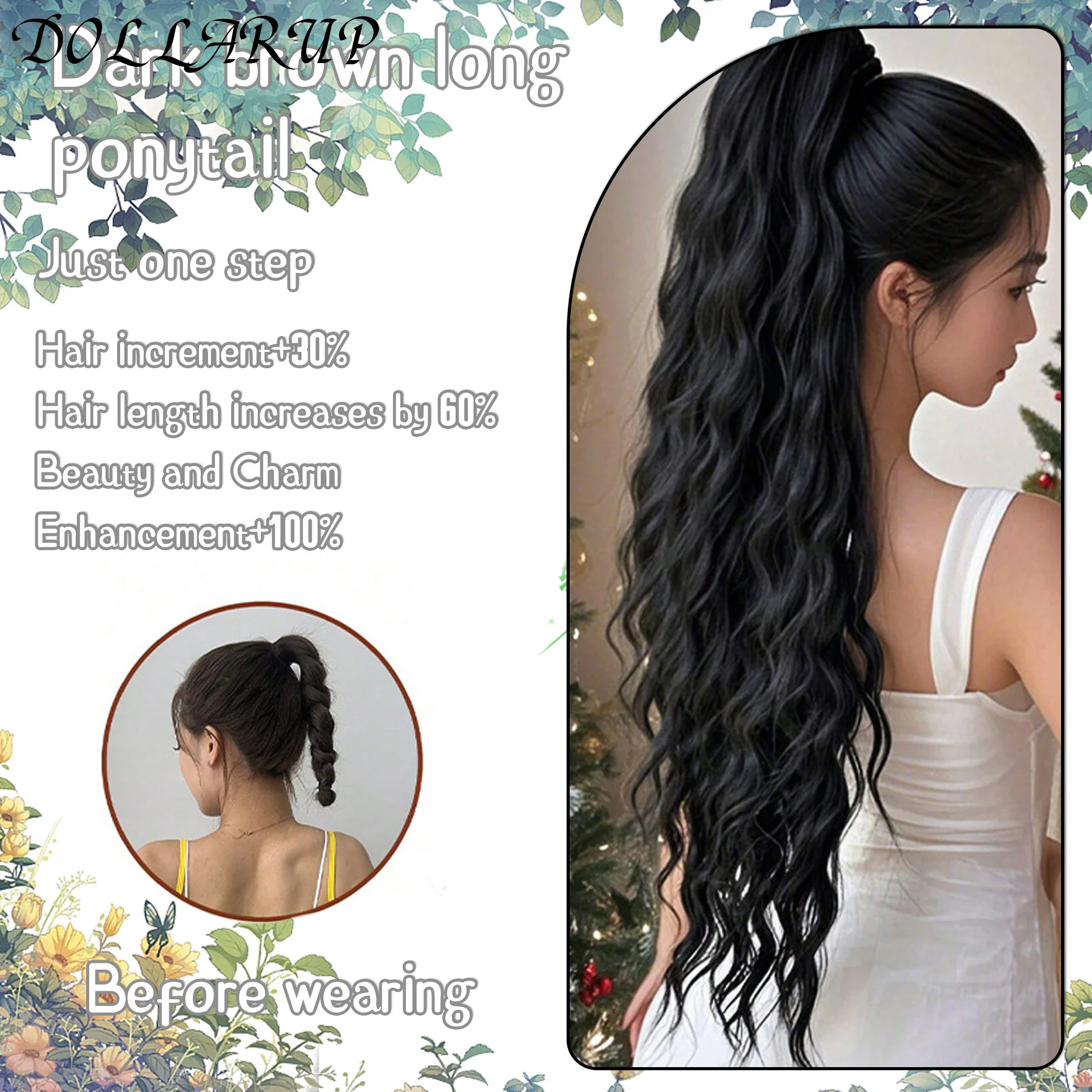 Clip In Ponytail Hair Extension Synthetic 26 Long Wavy Heat Resistant