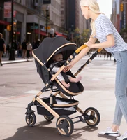 Poussette multifonction 3 en 1 pour bébé avec poussette compacte pliable légère, siège auto et nacelle de couchage 4