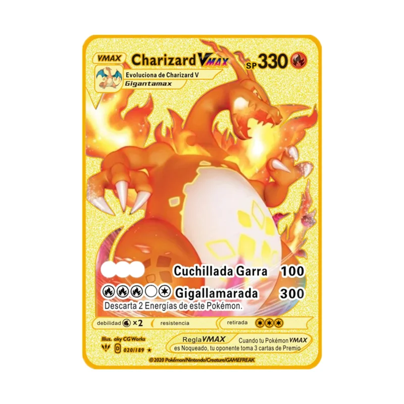 Pokemon Gold Card Metal Card Game Anime Battle Pokemon Gold Spanish Kaarten Charizard Pikachu Game Collection Cards Gift Kids Pokemon Gold Card Metal Card Game Anime Battle Pokemon Gold Spanish Kaarten Charizard Pikachu Game Collection Cards Gift Kids