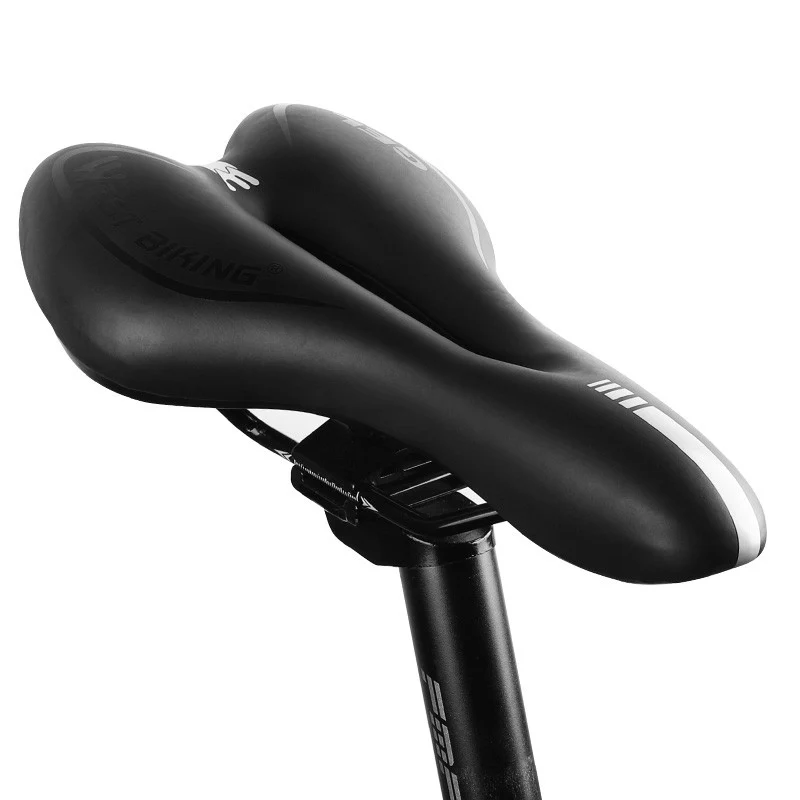WEST BIKING Bike Saddle MTB Mountain Road Bike Seat PU Leather Gel Filled Cycling Cushion Comfortable Shockproof Bicycle Saddle