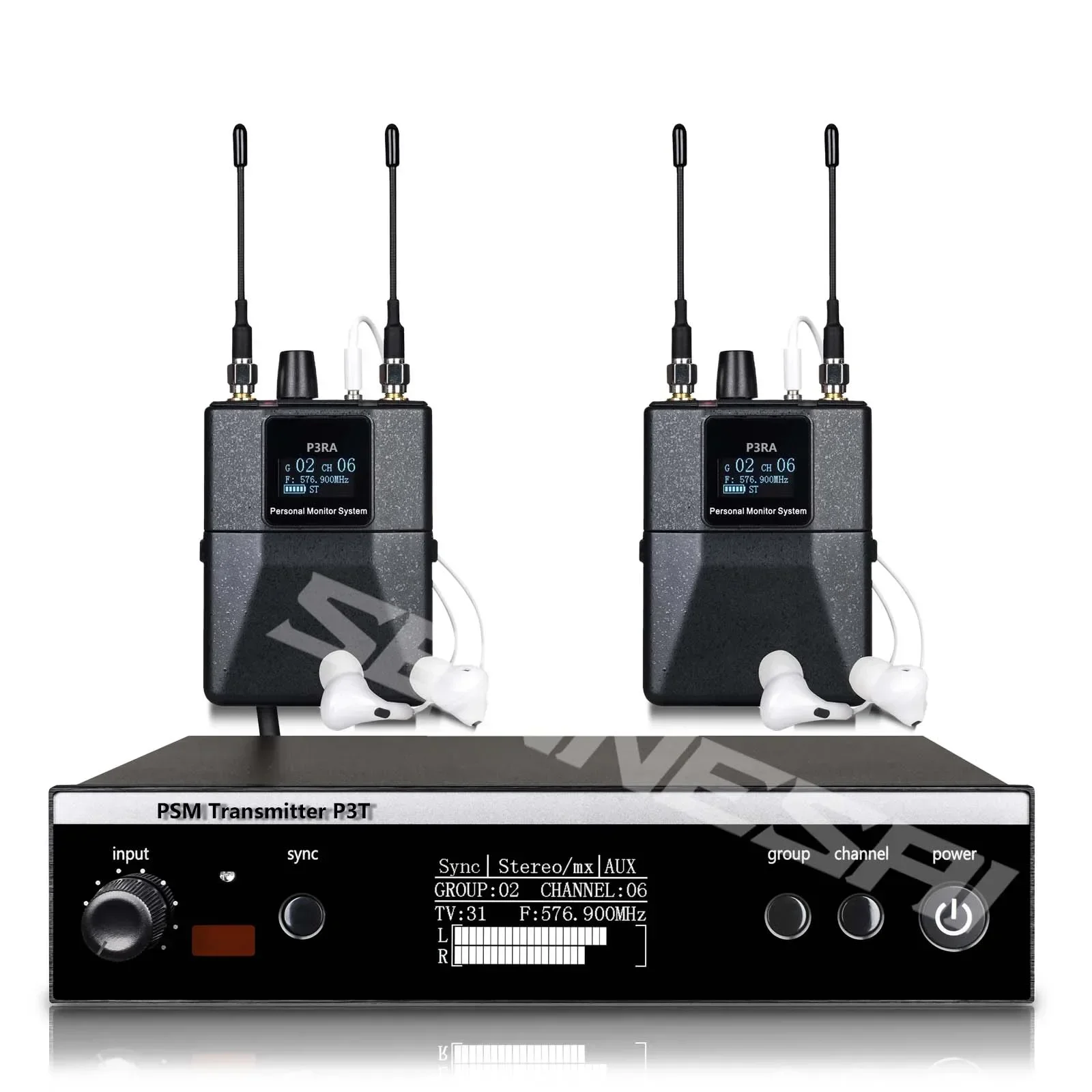 SENNESAI PSM300 스테레오 무선 UHF 인이어 모니터링 시스템, 밴드용, 500MHz, 100mW, 24 비트 디지털 DSP 프로세서 오디오