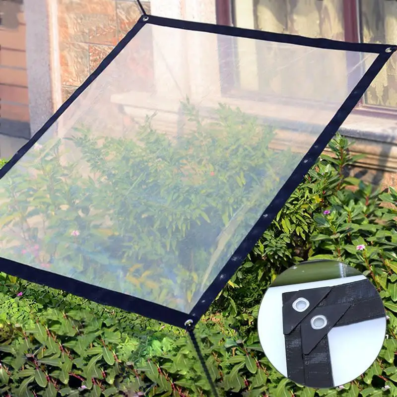

Transparent Thick PE Tarpaulin Mesh Reinforce Rainproof Cloth Balcony Plants Shed Rain Cover Keep Warm Clear Tarp Awning