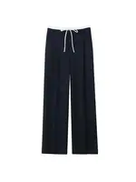 Women's Double Waistband Wide Leg Pants, High Elastic Waist With Drawstring, Side Pockets, Female Trousers, Chic Fashion - Image 3