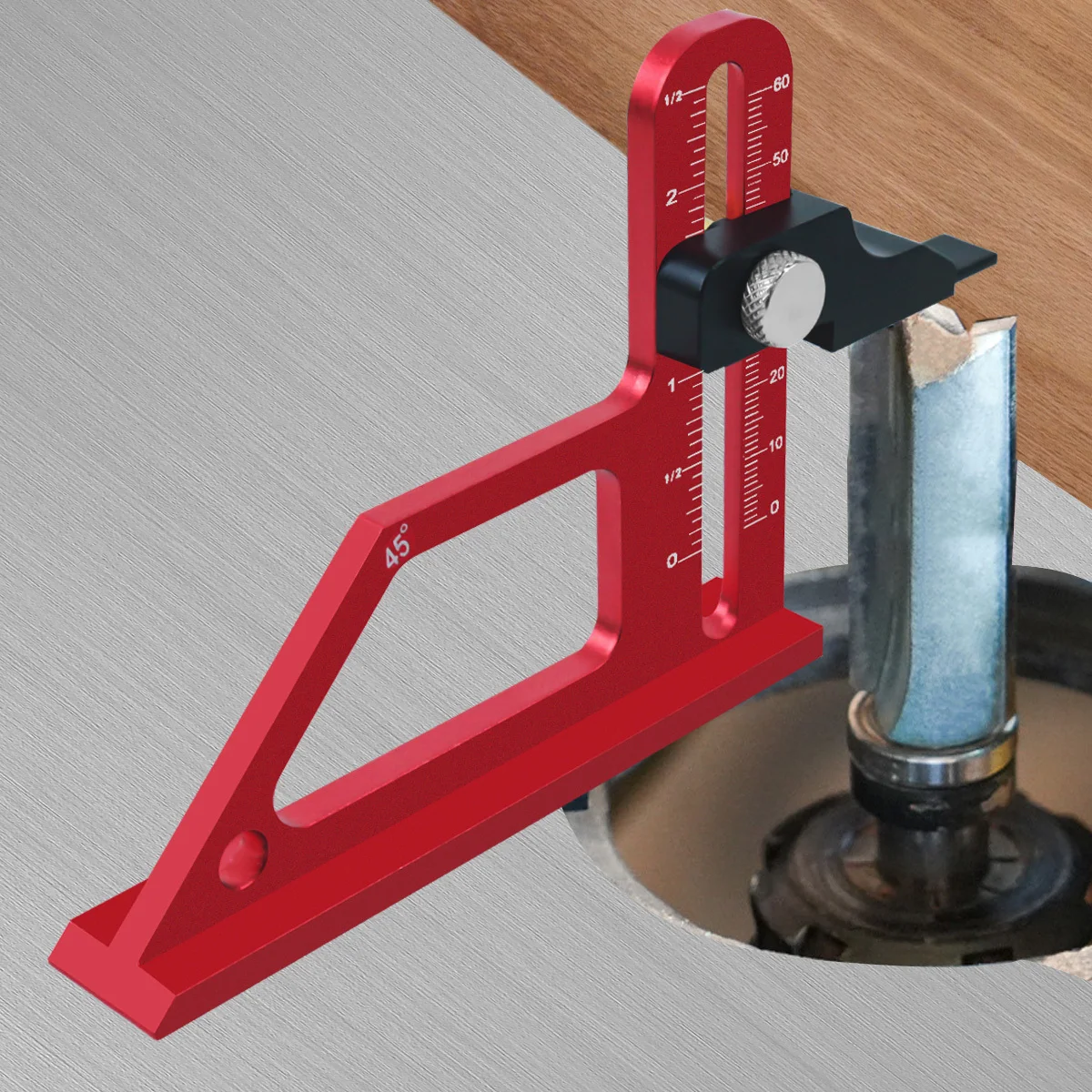 Table Saw Depth Gauge Adjustable 0-60mm with Metric & Inch Scale Aluminum Setting Up Blade Router Bits Height Measuring