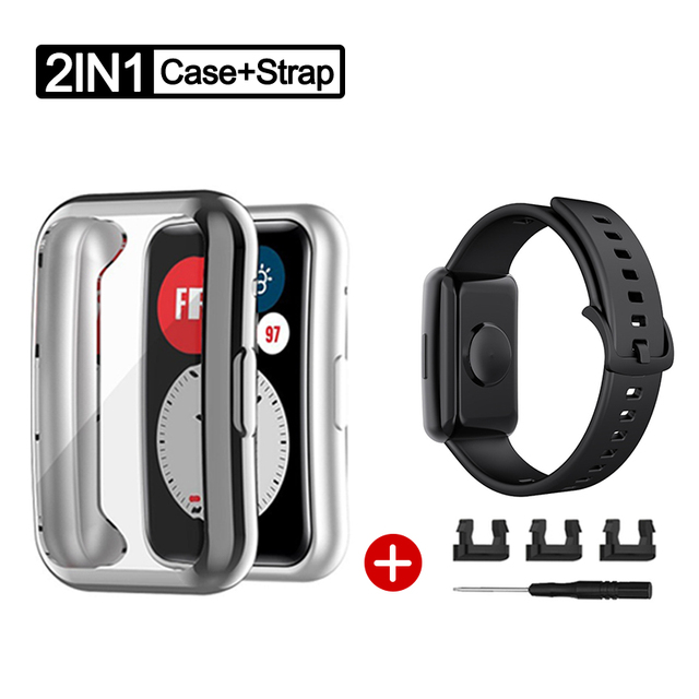 Case+Strap for Huawei Watch Fit watch Accessories Bumper All-Around Screen Protector Case Cover With Wristband Bracelet