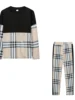 European And American Fashion Women's Color Contrast Plaid Patchwork Casual Long-sleeved Two-piece Suit 3