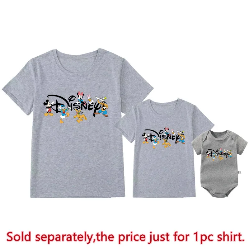 2025 Family Disney Trip Shirts Cotton Mickey Minnie Mouse Print Matching Dad Mom Kids Tees Tops Baby Rompers Family Look Outfits 4