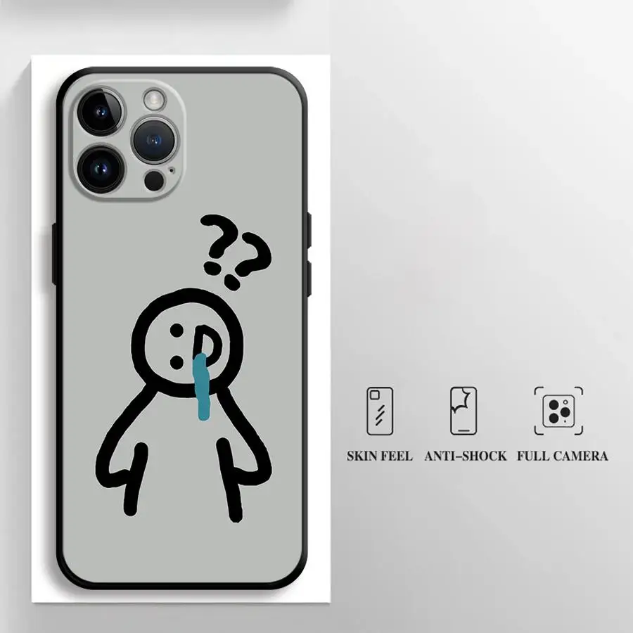 Black Soft Shell Cartoon Case with Funny Matchman Design