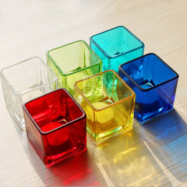 

10pcs Candle Holders Colored Glass Candlestick 6CM Home Bar Candle Jars Table Decoration Candel Holder Wedding Decorations m