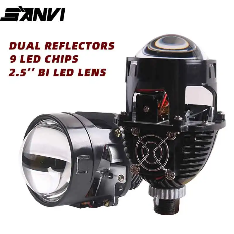 

SANVI 2.5inch Bi Led Lens Angel Eyes Halo H4 H7 9005 9006 Car Projector Lense Headlight Car Light Accessories RHD LHD 47W 6000K