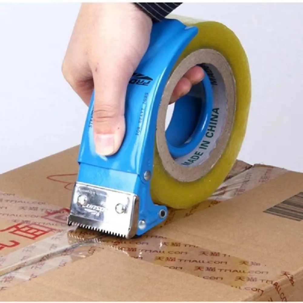 Dispenser di Nastro Adesivo Portatile con Taglierina Automatica da 5cm, Strumento per Imballaggio con Denti in Metallo, per Ufficio - immagine 4