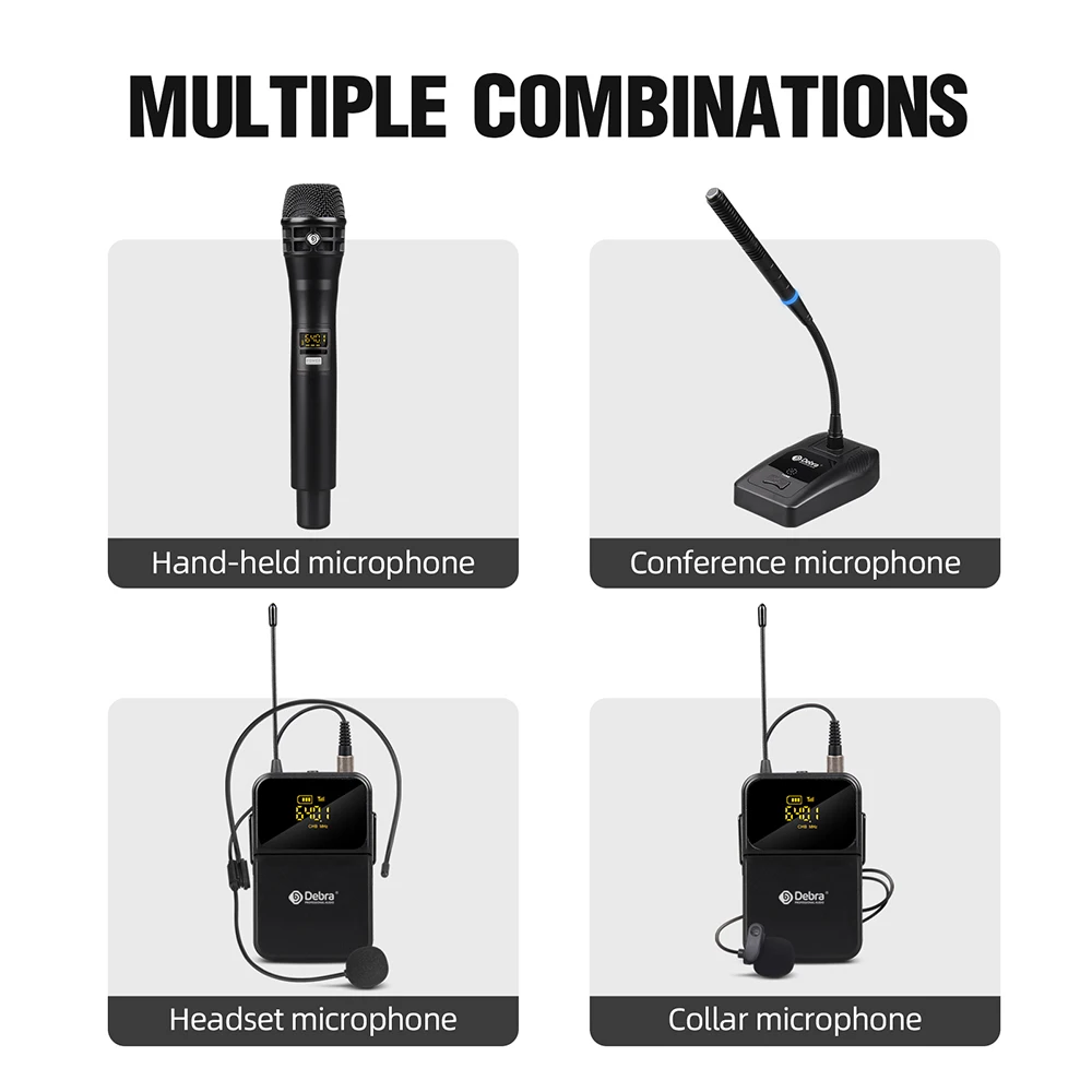 Debra DU4004 UHF 4-channel Wireless Conference Microphone System With Handheld*L