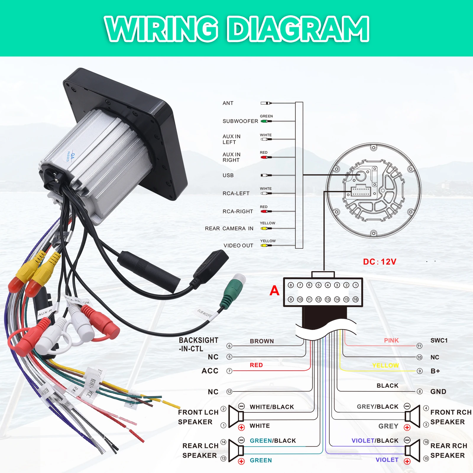 Waterproof Marine Radio Stereo MP3 Player Media Receiver For UTV ATV Boat Truck Head unit Sound System Compatible With Bluetooth