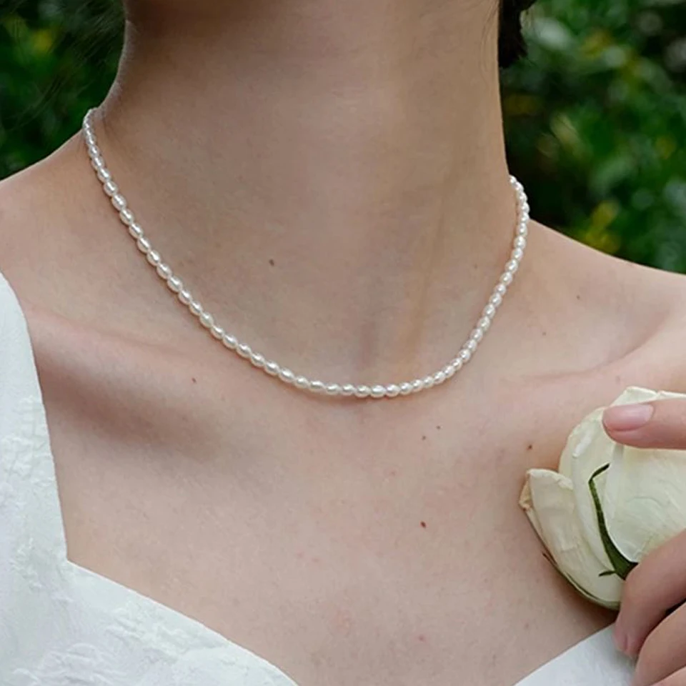 Petit Moments - Elizabeth - Collana Con Catenina Color Oro In Acciaio Inossidabile Resistente Allacqua E Perla