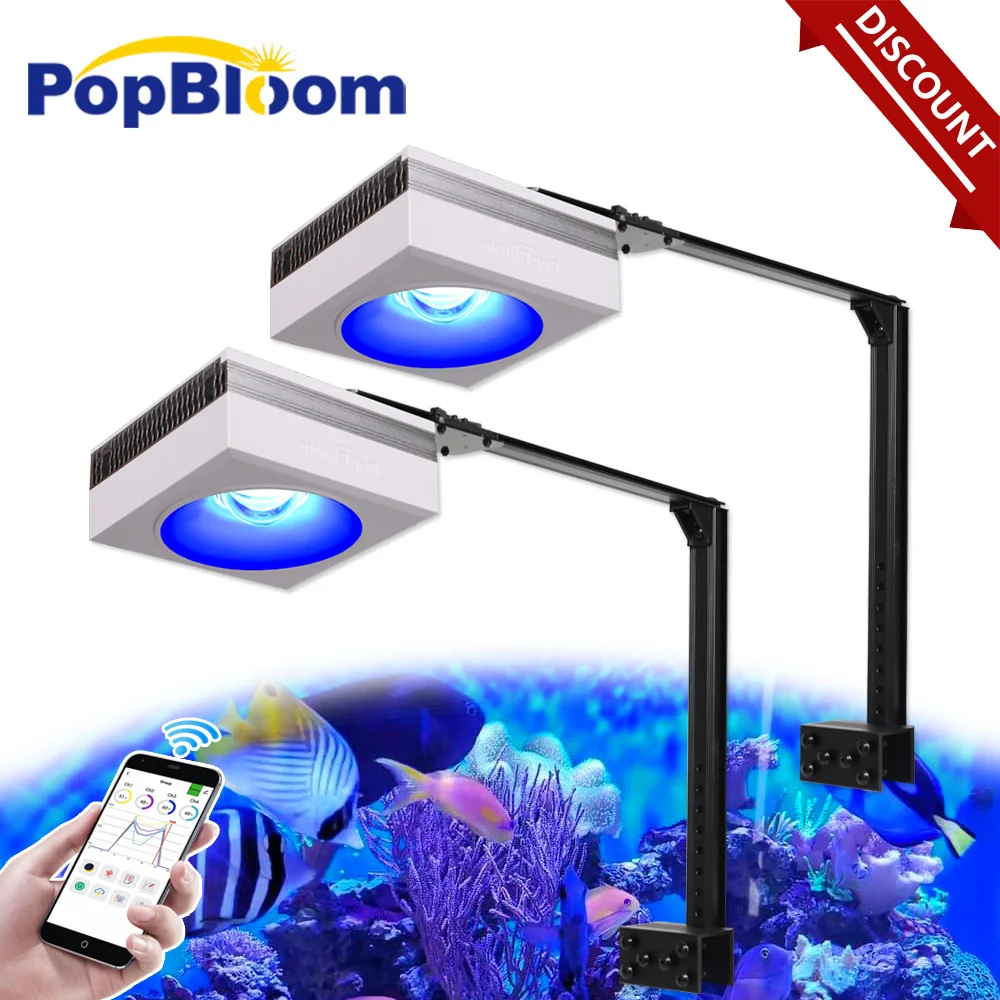

PopBloom-WiFi умное светодиодное освещение для аквариума, морская светодиодная аквариумная лампа для коралловых рифов, аквариумных аквариумов, LPS/SPS,80-120 см
