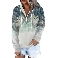 Plus Size 1XL-5XL New Women's Print Hooded Sweatshirt Female Kangaroo Pocket Long Sleeve Warm Hoodie Autumn Casual Loose Tops