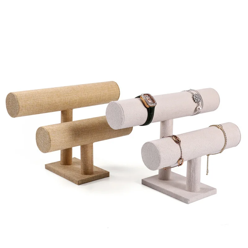 세련된 벨벳 더블 레이어 팔찌 디스플레이 스탠드, 시계 배열, 블랙 디스플레이 스탠드, 쥬얼리 디스플레이 랙  Best5