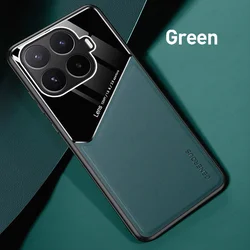 Luxury Shockproof Leather Texture Case with Car Magnetic Cover for Xiaomi 17T 5G (Green 1)