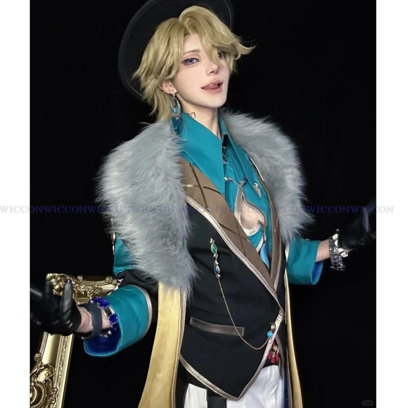

Game Honkai Star Rail Cosplay Costume Women Men Cosplay Aventurine Hallowen Cosplay Suit Aventurine Wig Uniform Earrings Sticker