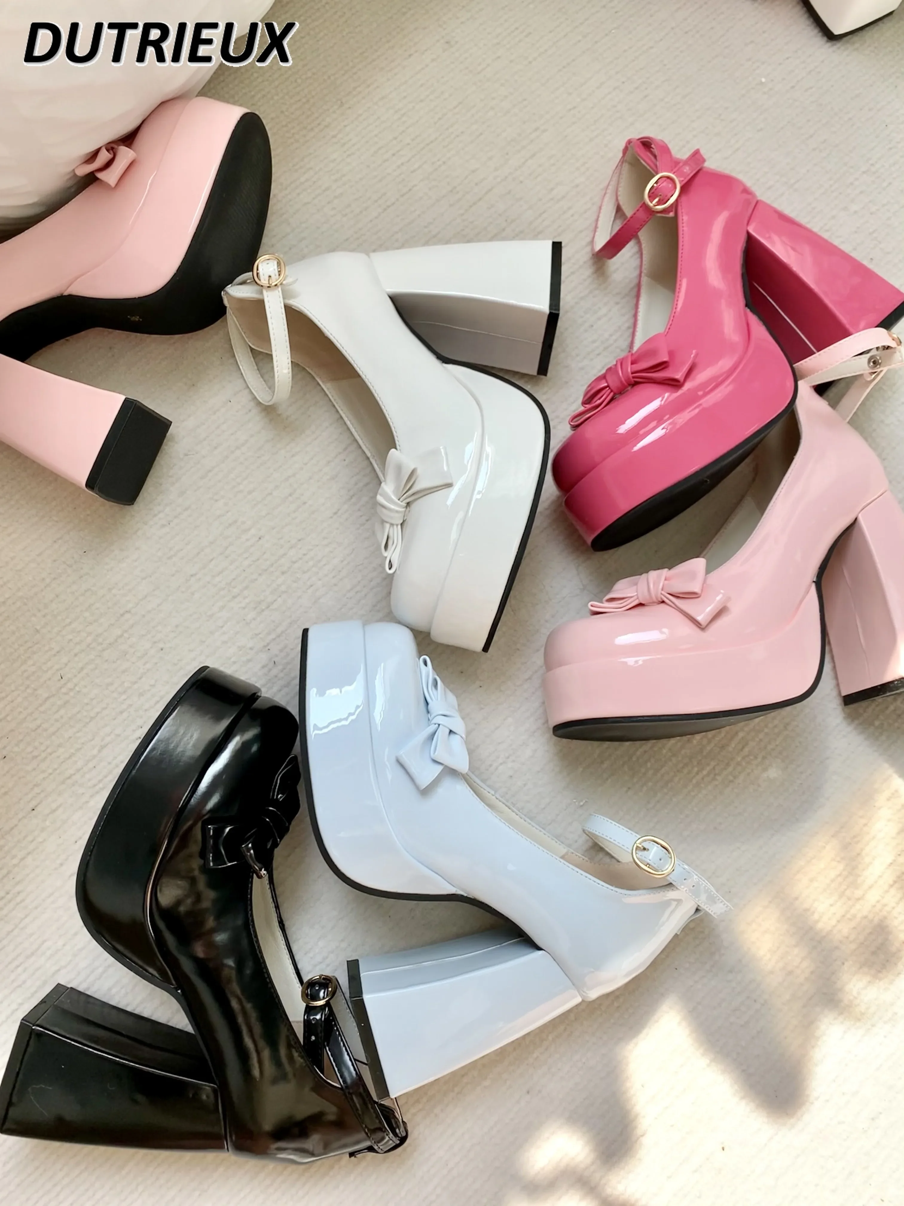 

Spring Autumn Mary Jane Shoes for Women Bow High Heel Spring Autumn Waterproof Platform Elegant Sweet Cute Ladies Pumps