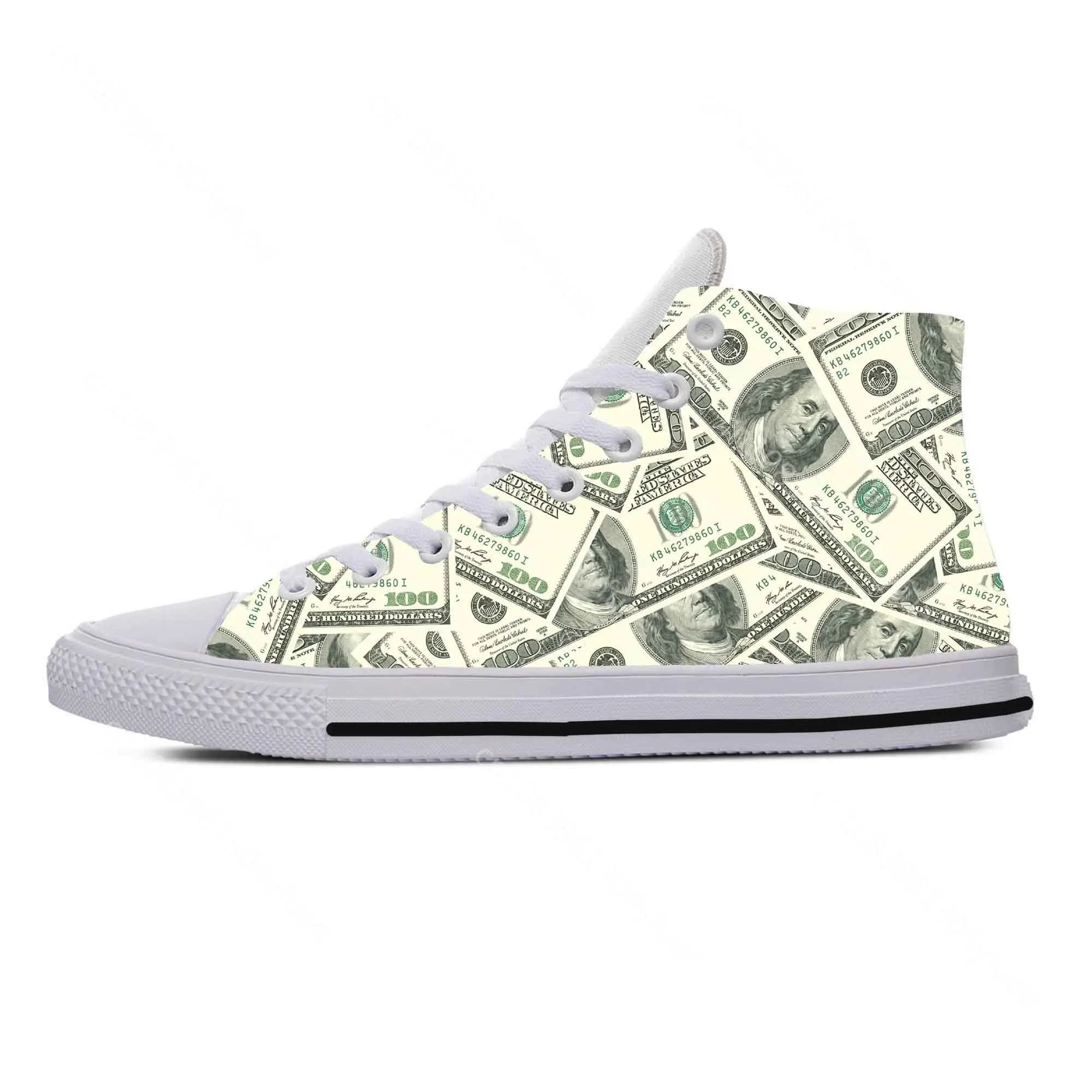 Gothic Dollar Money Pattern Funny Fashion Popular Casual Cloth Shoes High Top Comfortable Breathable 3D Print Men Women Sneakers 3