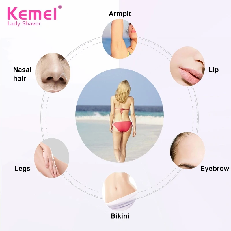 Kemei 4in1 Lady Shaver Legs Facial Body women electric shaver Eyebrow trimmer bikini Nose Ear Trimmer hair removal electric shaver body hair trimmer electric eyebrow trimmer