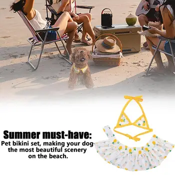 Dog Bikini Dress Pineapple Print Dog Bikini Outfit Pet Bath Suit Dog Sundress Female Dog Clothes Dog Swim Trunks For Small 2