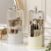 360° Rotating Makeup Brush Organizer - Dustproof Cosmetic Storage Box with Clear Lid Vanity Organizer for Lipstick Brushes Pens 1