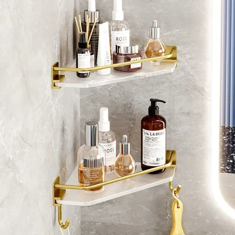 

Неугловая стойка для ванной комнаты, роскошная металлическая стойка для уборки, акриловая треугольная стойка для хранения в ванной комнате