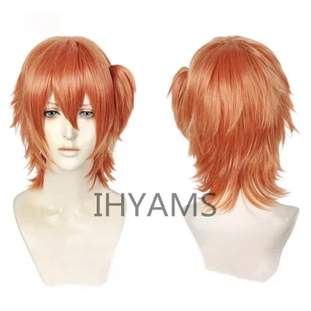Parrucca arancione Kyousuke Yaguchi Cosplay Capelli sintetici di Halloween con coda di cavallo con chip + berretto per parrucca