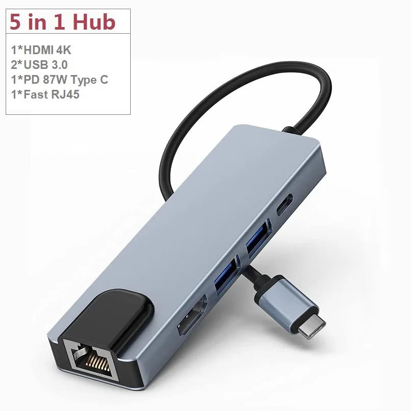 USB C Hub 8 In 1 Type C 3.1 To 4K HDMI Adapter with RJ45 SD/TF Card Reader  PD Fast Charge for MacBook Notebook Laptop Computer - AliExpress