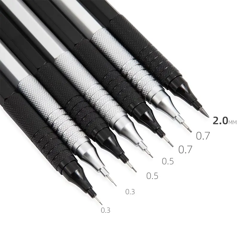 Mechanical Pencil Set Mechanical Pencils Metal Mechanical Pencil 0.3 0.5 0.7 2.0mm Low Center of Gravity Art Drawing Painting Automatic Pencil School Supplies