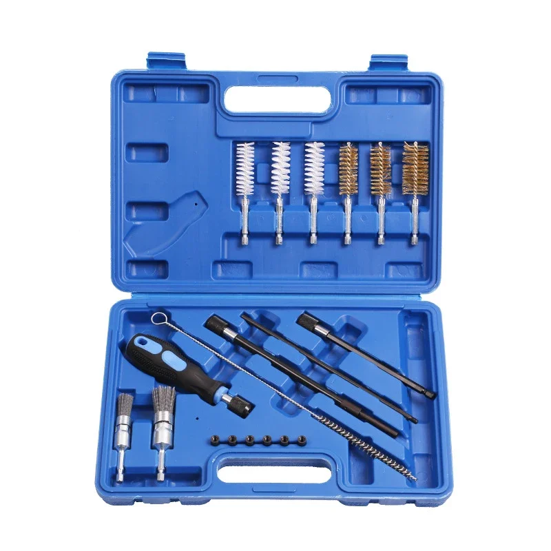 19pcs Diesel Fuel Injector Seat Cleaner Set Washing Cleaner Bristle Kit Cleaning Brushes Auto Repair Tools Car Cleaning Tool