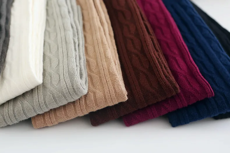 1 Paar Damen-Kabelstrick-Overknee-Socken aus Baumwolle, oberschenkelhohe Socken, 80 g, schwere Qualität, einfarbig, für Frühling und Herbst, lange Socken – Detail 14