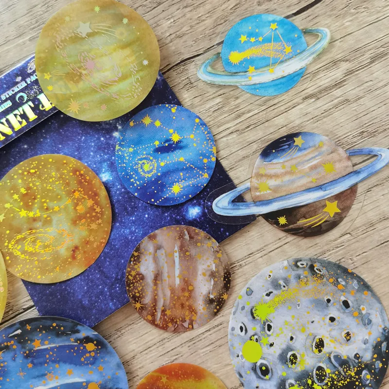 Vintage Bronzing Cosmic Fantasy galaxy Decorative Stamp Stickers  Scrapbooking Label Diary Stationery Album Ins Journal Planner